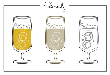 Alcohol drinks line art illustration. Vector illustration Shandy