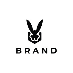 Rabbit head logo template combined with a hexagon shape