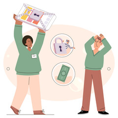 Identity theft, man holds smartphone with padlock on screen, account hacking, user forgot password, phone with lock and chains. Internet fraud, viruses concept. Anti virus, spyware, malware