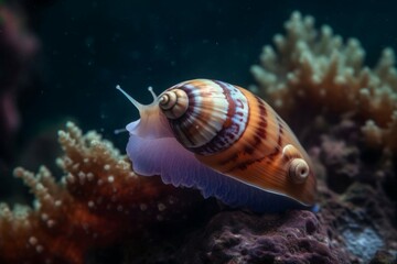 Obraz na płótnie Canvas Snail underwater move. Generate Ai