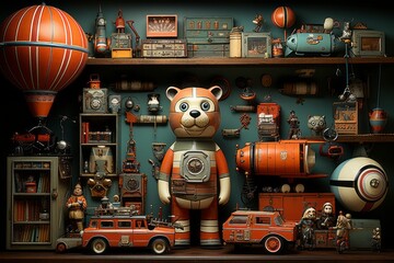 Collection Of Vintage Toys, Generative AI