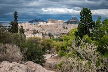 Ancient Acropolis and cityscape of Athens Greece