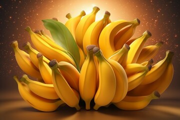 a bunch of sweet yellow bananas, emphasizing their curved shape and smooth peel