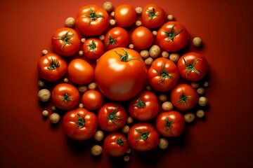 a cluster of plump, juicy tomatoes