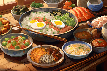 yuba japanese food anime style illustration Made with Generative AI