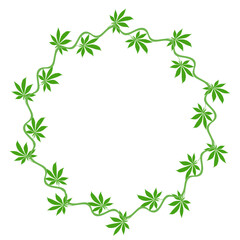 hemp cannabis herb art drawn round frame
