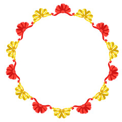 color ribbon bow art design round frame