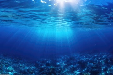 Fototapeta na wymiar Sun rays illuminating the underwater world