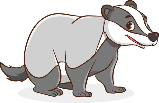 Vector illustration of a badger on a white background. Cartoon style.