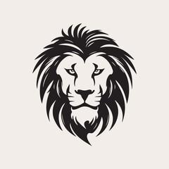 Lion head one color vector logo, emblem, icon for company or sport team branding. Tattoo art style.