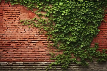 Ivy adorning aged wall. Rustic elegance. Green leaf on weathered brick. Botanical beauty. Nature touch on vintage architecture