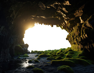 rock cave entrance opening. transparent PNG file. Hollow cavity grotto tunnel. 