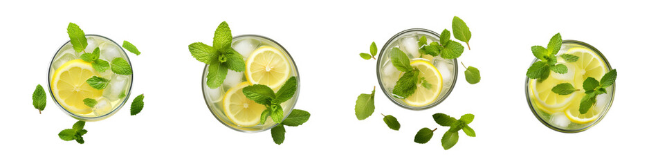 glass of lemonade With Mint Leaf's Png