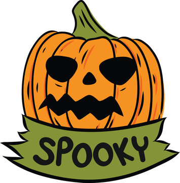Spooky Banner With Pumpkin Head