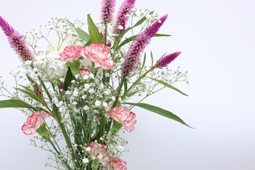 白バックの様々な色の花束