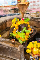 hindu god lord shivalinga statue at ancient temple from different angle