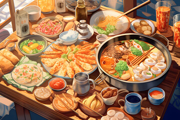 yuba japanese food anime style illustration Made with Generative AI - obrazy, fototapety, plakaty