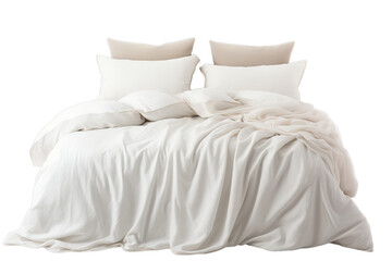 Fototapeta na wymiar white bed with pillows Png