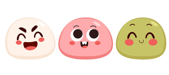 Illustration vector of funny mochi icon vector. Logo design. Japanese rice dessert
