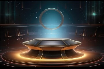 Abstract technology hud interface hologram elements neon lights, circle percent vitality innovation on hi tech future design. Generative AI