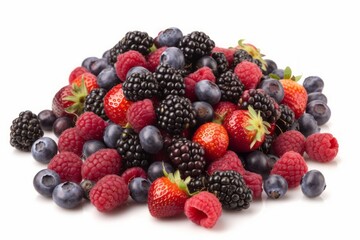 Berry mix isolated on a white background. Generative AI