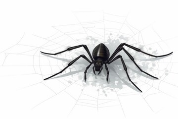 Black spider and torn web. Generative AI