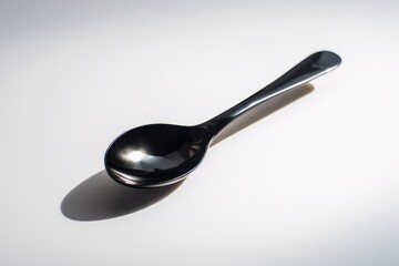 Black spoon on white background. Generative AI