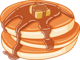 Pancake with Maple Syrup and Butter Illustration
