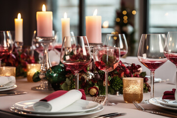 Obraz na płótnie Canvas Christmas luxury table decoration