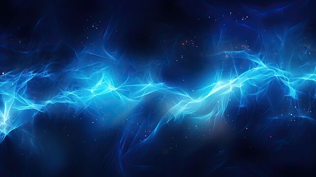 Powerful Energy Graphic: Blue Lightning in an Abstract Technology Black Background