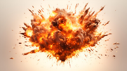 realistic explosion on white isolated background