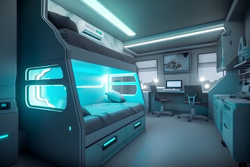 High-tech style interior of children room.