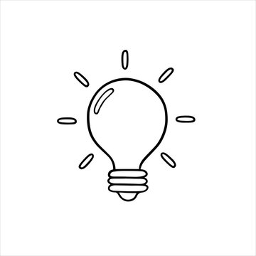 Hand-drawn Light Bulb, Idea sign, solution, thinking concept