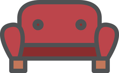 シンプルインテリア用品のカラー単品アイコン　ソファー