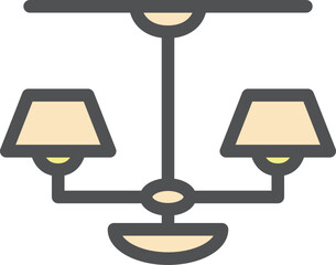 シンプルインテリア用品のカラー単品アイコン　シャンデリア