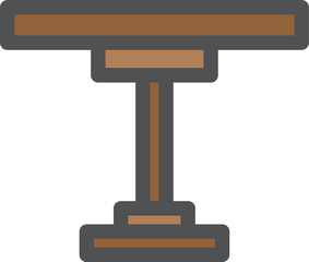 シンプルインテリア用品のカラー単品アイコン　テーブル