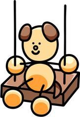 ブランコに座るわんまるのイラスト(左右反転バージョン)　犬
