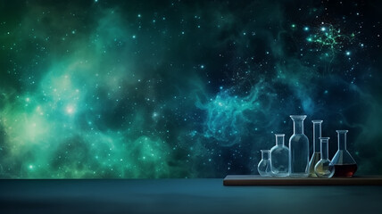 abstract background with copy space theme chemistry test tubes experiments.