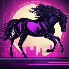 Obraz na płótnie Canvas Neon punk purple horse