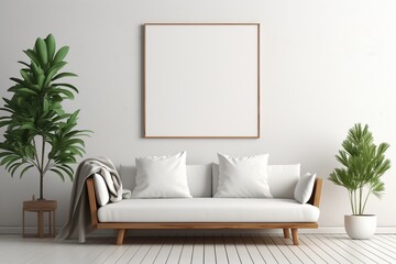 Modern Aesthetic Interior Design with Small Blank Poster Created with Generative AI