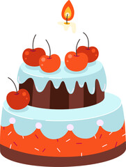 Birthday Cake With Cherries