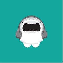 Shark mascot cartoon, cute style design for t shirt, sticker, logo element.