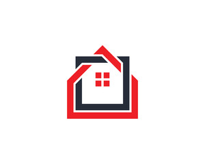 Square Home Real Estate Logo Concept icon symbol sign Element Design. Realtor, Mortgage, House Logotype. Vector illustration template