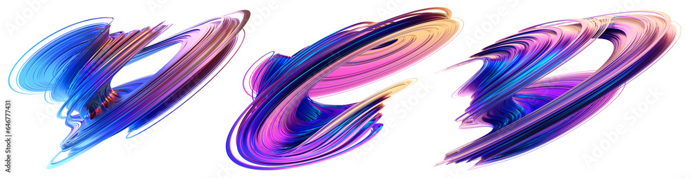 Poster set of abstract colorful shapes, 3d render