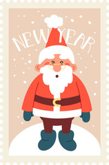 Santa New Year Stamp