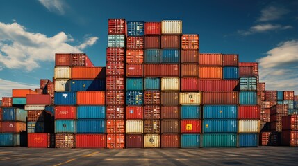 stacks of cargo containers in the port yard