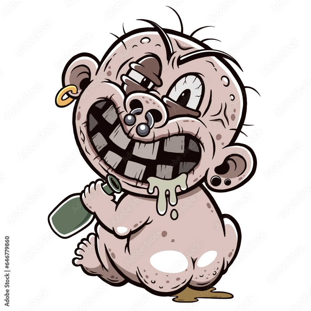 Wall mural vector illustration of cartoon evil baby character