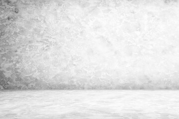 Abstract White Grunge Concrete Room Background Using for Product Presentation Backdrop.