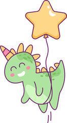 Dinosaur Unicorn With Balloon