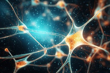 Neuron Cells building a neural network. Neurons in the brain